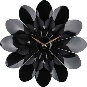 Černé nástěnné hodiny Karlsson Flower, ø 60 cm obraz