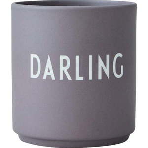 Šedý porcelánový hrnek Design Letters Darling, 300 ml obraz