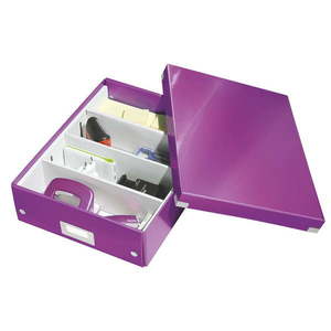 Fialový kartonový úložný box s víkem 28x37x10 cm Click&Store – Leitz obraz