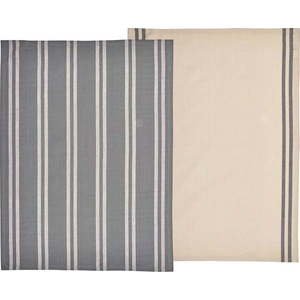 Set 2 béžovo-šedých utěrek z bavlny Södahl, 50 x 70 cm obraz