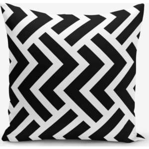 Černo-bílý povlak na polštář s příměsí bavlny Minimalist Cushion Covers Black White Geometric Duro, 45 x 45 cm obraz