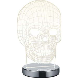 LED stolní lampa v leskle stříbrné barvě (výška 21 cm) Skull – Trio obraz