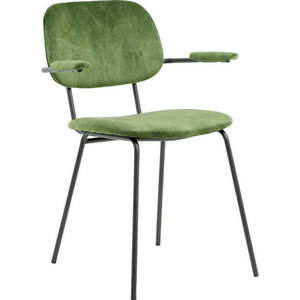 Zelená sametová jídelní židle Emma – Light & Living obraz