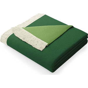 Zelená deka s příměsí bavlny AmeliaHome Franse, 150 x 200 cm obraz