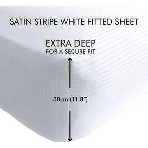 Bílé napínací prostěradlo 90x190 cm Satin Stripe - Catherine Lansfield obraz