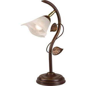 Tmavě hnědá stolní lampa se skleněným stínidlem, výška 40 cm Bluszcz – LAMKUR obraz