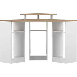 Bílý pracovní stůl s deskou v dekoru dubu 94x94 cm - TemaHome obraz