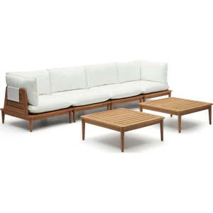 Bílý zahradní lounge set z teakového dřeva pro 4 Portitxol – Kave Home obraz