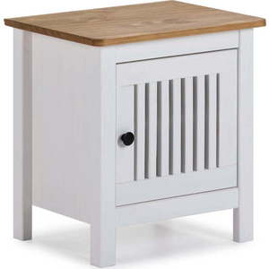 Bílý dřevěný noční stolek Marckeric Bruna obraz