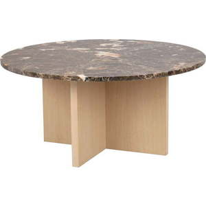 Hnědý mramorový kulatý konferenční stolek 90x90 cm Brooksville - Rowico obraz