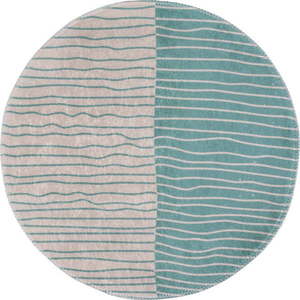 Pratelný kulatý koberec v krémovo-tyrkysové barvě ø 80 cm Yuvarlak – Vitaus obraz