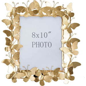 Kovový stojací rámeček ve zlaté barvě 35x38 cm Butterfly – Mauro Ferretti obraz
