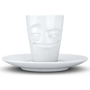 Bílý usměvavý porcelánový šálek na espresso s podšálkem 58products, objem 80 ml obraz