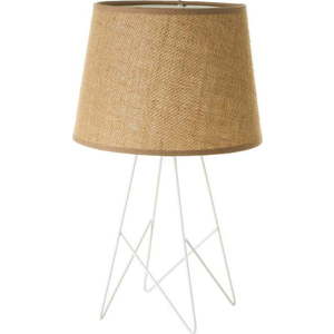 Bílá přírodní stolní lampa s textilním stínidlem (výška 38, 5 cm) – Casa Selección obraz