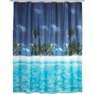 Modrý sprchový závěs Wenko Dreamy Beach, 180 x 200 cm obraz