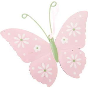 Sada 2 růžových kovových závěsných dekorací Dakls Butterfly obraz