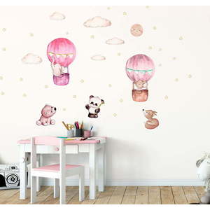 Růžové dětské samolepky na zeď Ambiance Balloons and Stars obraz