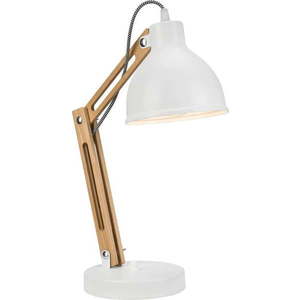 Bílo-hnědá stolní lampa s kovovým stínidlem, výška 44 cm Marcello – LAMKUR obraz