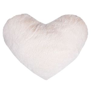 Dekorační polštář Srdce 30x40 cm, krémový, imitace králičí kožešiny obraz