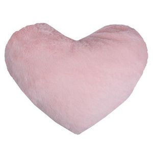 Dekorační polštář Srdce 30x40 cm, růžový, imitace králičí kožešiny obraz