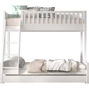 Bílá patrová dětská postel z borovicového dřeva s úložným prostorem 140x200/90x200 cm SCOTT – Vipack obraz