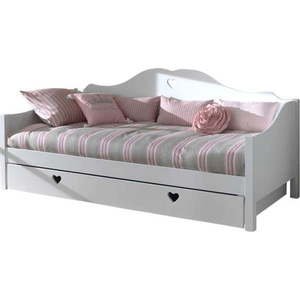 Bílá dětská postel z borovicového dřeva s výsuvným lůžkem s úložným prostorem 90x200 cm AMORI – Vipack obraz