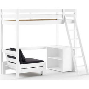 Bílá vyvýšená dětská postel z borovicového dřeva s úložným prostorem 90x200 cm PINO – Vipack obraz