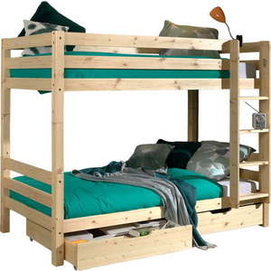 Patrová dětská postel z borovicového dřeva s úložným prostorem v přírodní barvě PINO – Vipack obraz