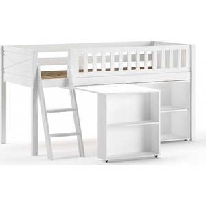 Bílá vyvýšená dětská postel z borovicového dřeva s úložným prostorem 90x200 cm SCOTT – Vipack obraz