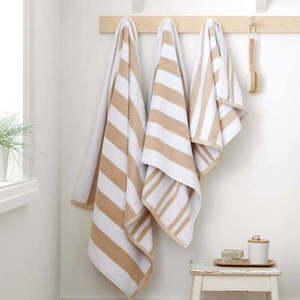 Béžovo-bílý bavlněný ručník 50x85 cm Stripe Jacquard – Bianca obraz