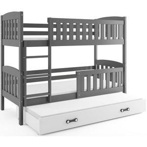 BMS Dětská patrová postel kubus 3 s přistýlkou / šedá Barva: Šedá / bílá, Rozměr: 190 x 80 cm obraz