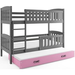 BMS Dětská patrová postel kubus 3 s přistýlkou / šedá Barva: Šedá / růžová, Rozměr: 190 x 80 cm obraz