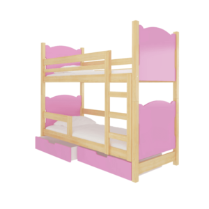 ArtAdrk Dětská patrová postel MARABA Barva: Borovice / růžová obraz