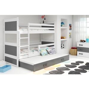 BMS Dětská patrová postel s přistýlkou RICO 3 | bílá 90 x 200 cm Barva: Bílá/šedá obraz