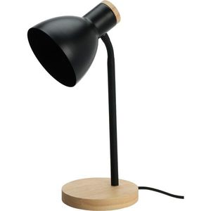 Kovová stolní lampa s dřevěným podstavcem Solano černá, 14 x 36 cm obraz
