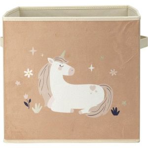 Dětský textilní box Unicorn dream béžová, 32 x 32 x 30 cm obraz