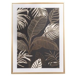 Obraz na plátně v rámu Palm leaf - zlatotisk, 45 x 60 x 2, 5 cm obraz