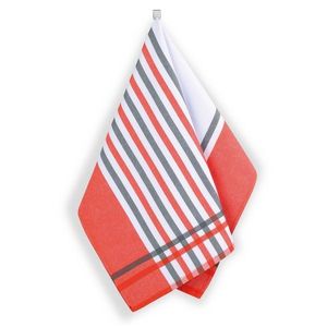 Bellatex Kuchyňská utěrka Proužek červená, šedá, 50 x 70 cm obraz
