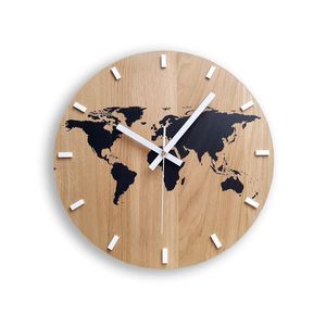 Dřevěné nástěnné hodiny mapa černá obraz