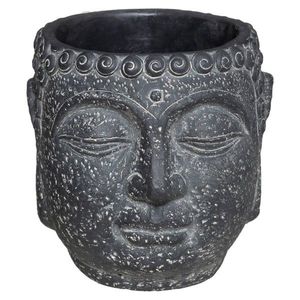 DekorStyle Cementový Buddha květináč antracit obraz