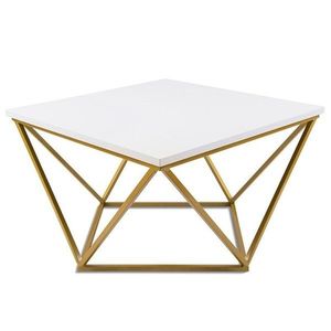 DekorStyle Konferenční stolek Loftstyle II 60 cm zlato-bílý obraz