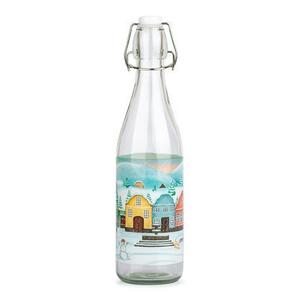 TORO Skleněná láhev s patentním uzávěrem 1l vesnička obraz