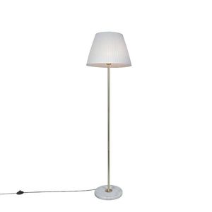 Retro stojací lampa mosaz s skládaným odstínem krémová 45 cm - Kaso obraz
