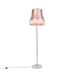 Retro stojací lampa mosaz s odstínem Granny růžová 45 cm - Kaso obraz