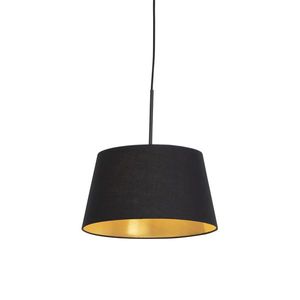 Závěsná lampa s bavlněným stínidlem černá se zlatem 32 cm - Combi obraz