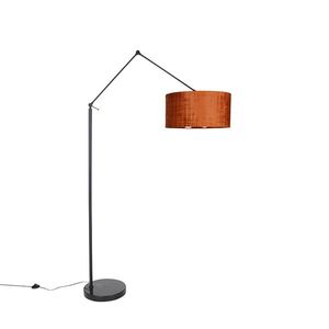 Moderní stojací lampa černé lněné stínidlo oranžové 50 cm - Redaktor obraz