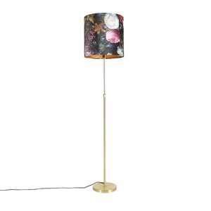 Stojací lampa zlatá / mosaz se sametovými odstíny květin 40/40 cm - Parte obraz