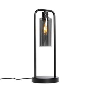 Moderní stolní lampa černá s kouřovým sklem - Stavelot obraz