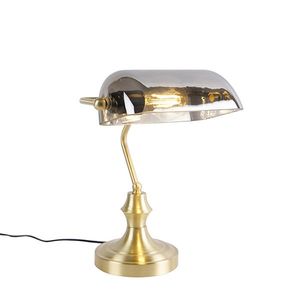 Klasická notářská lampa zlatá s kouřovým zrcadlovým sklem - Banker obraz