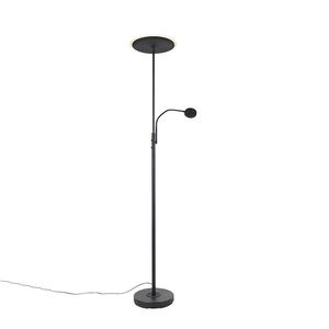 Moderní stojací lampa černá včetně LED s dálkovým ovládáním a čtecím ramenem - Strela obraz